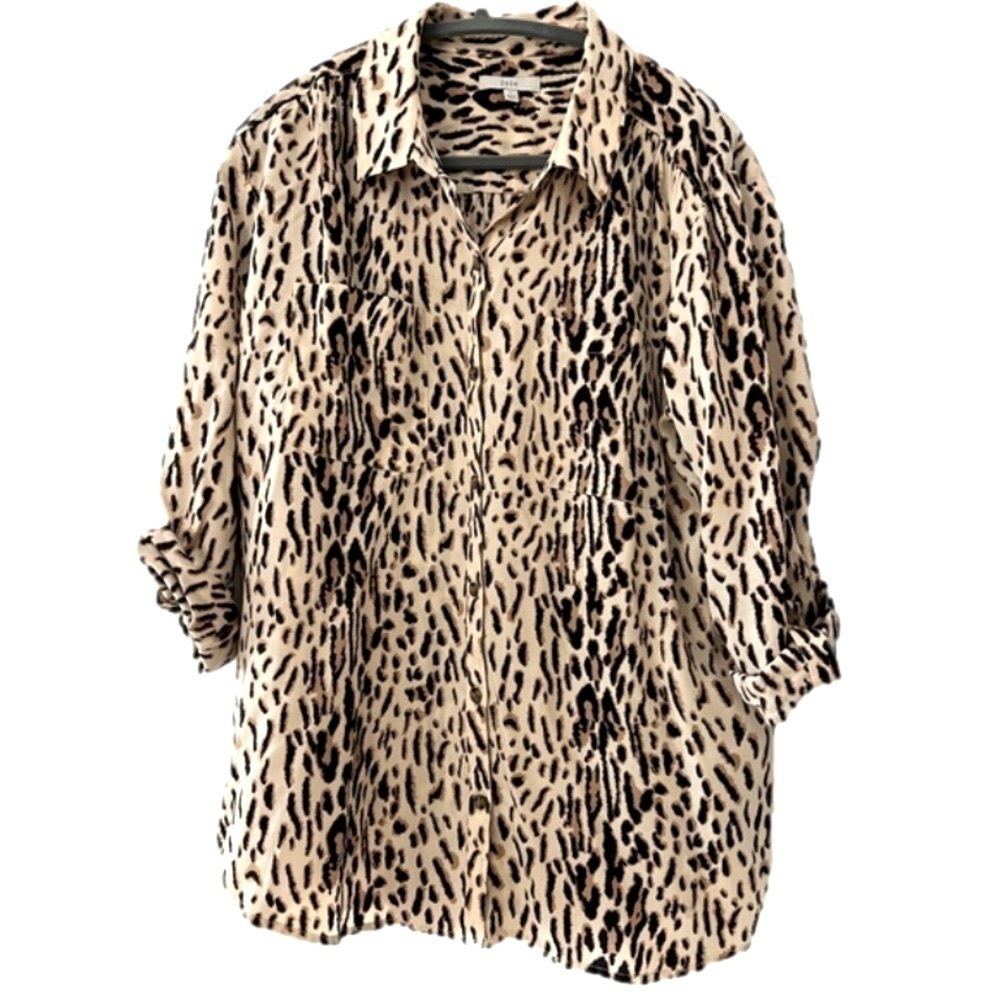 Joie 'Lidelle' Leopard Print Blouse, Size L - Picture 5 of 13